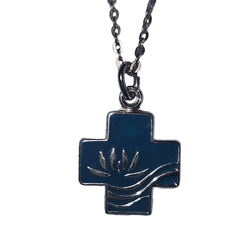 Cross Pendant Lotus Flower Necklace 18 Inches Delicate Chain Spiritual Faith - Picture 4 of 8